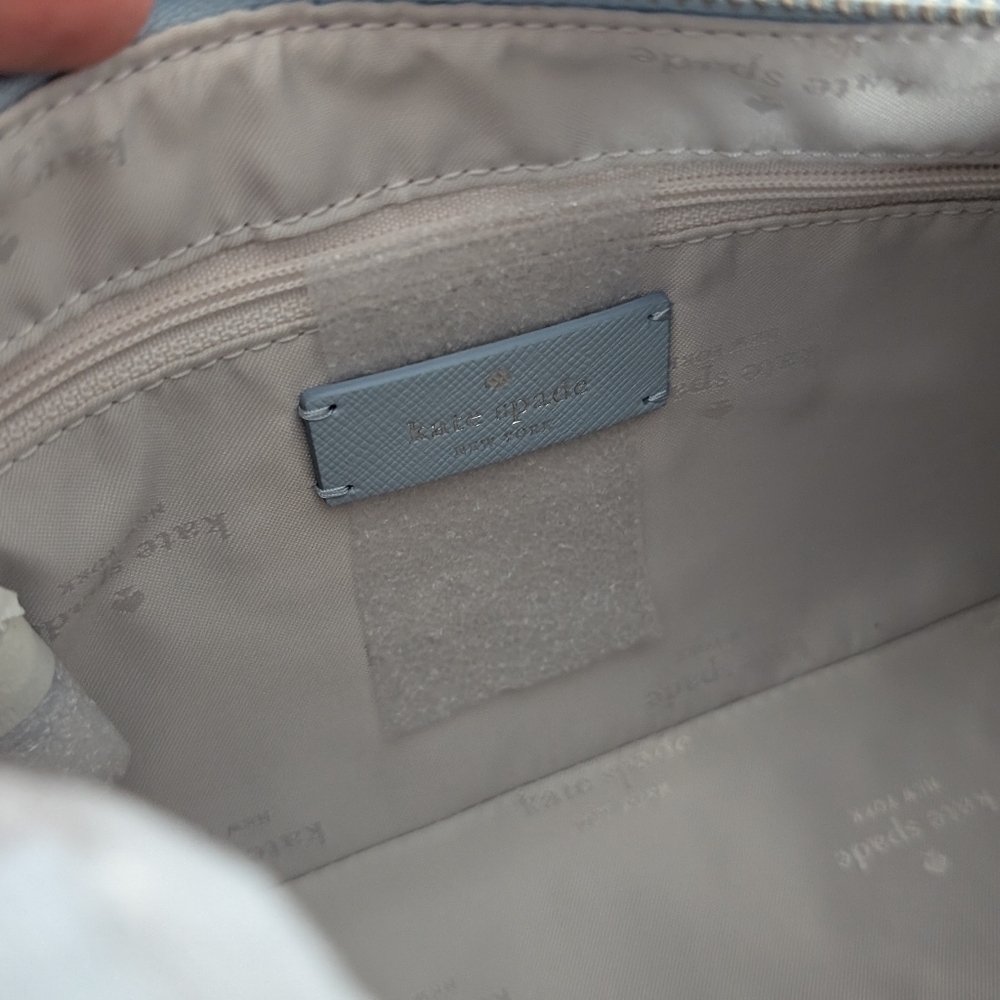 Kate Spade Madison Denim Rhinestone Studded Convertible Crossbody Light Blue - Picture 11 of 13